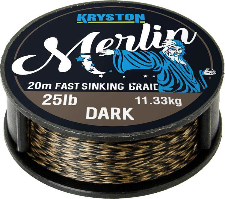 Kryston pletené šňůrky - Merlin fast sinking braid černý 35lb 20m