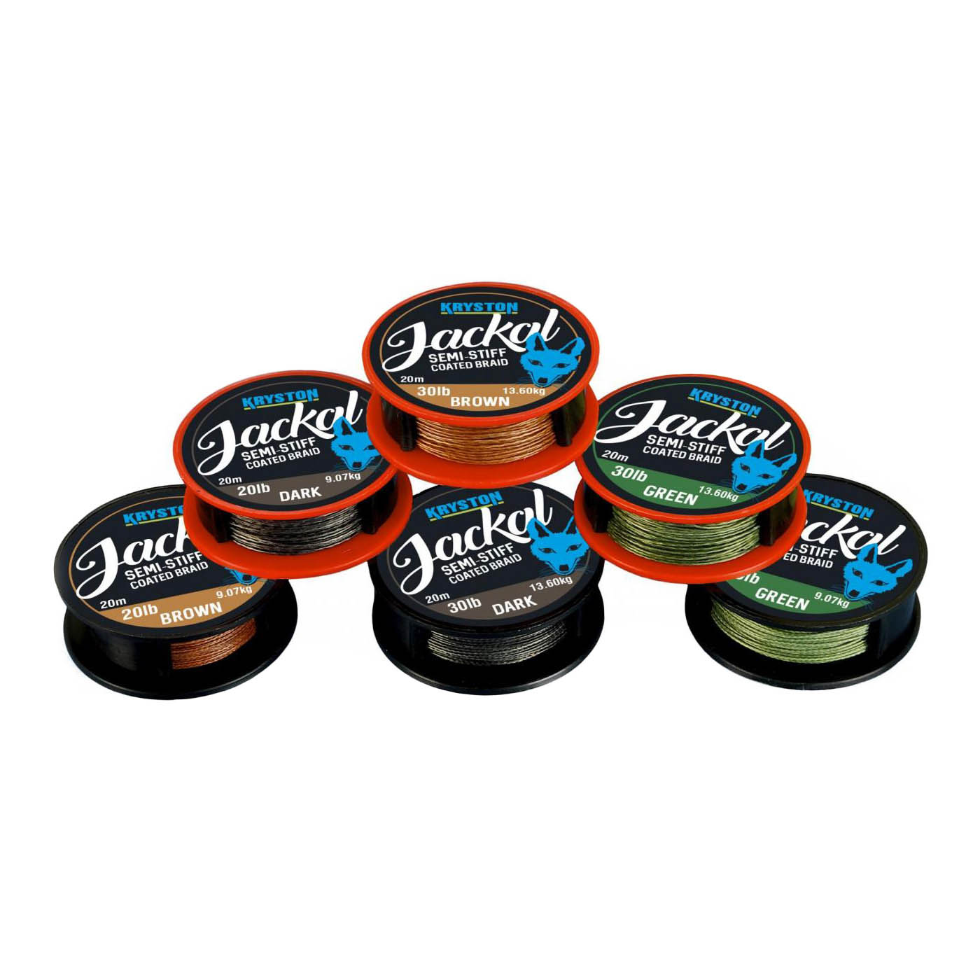 Kryston potahované šňůrky - Jackal Gravel Brown 20lb 20m