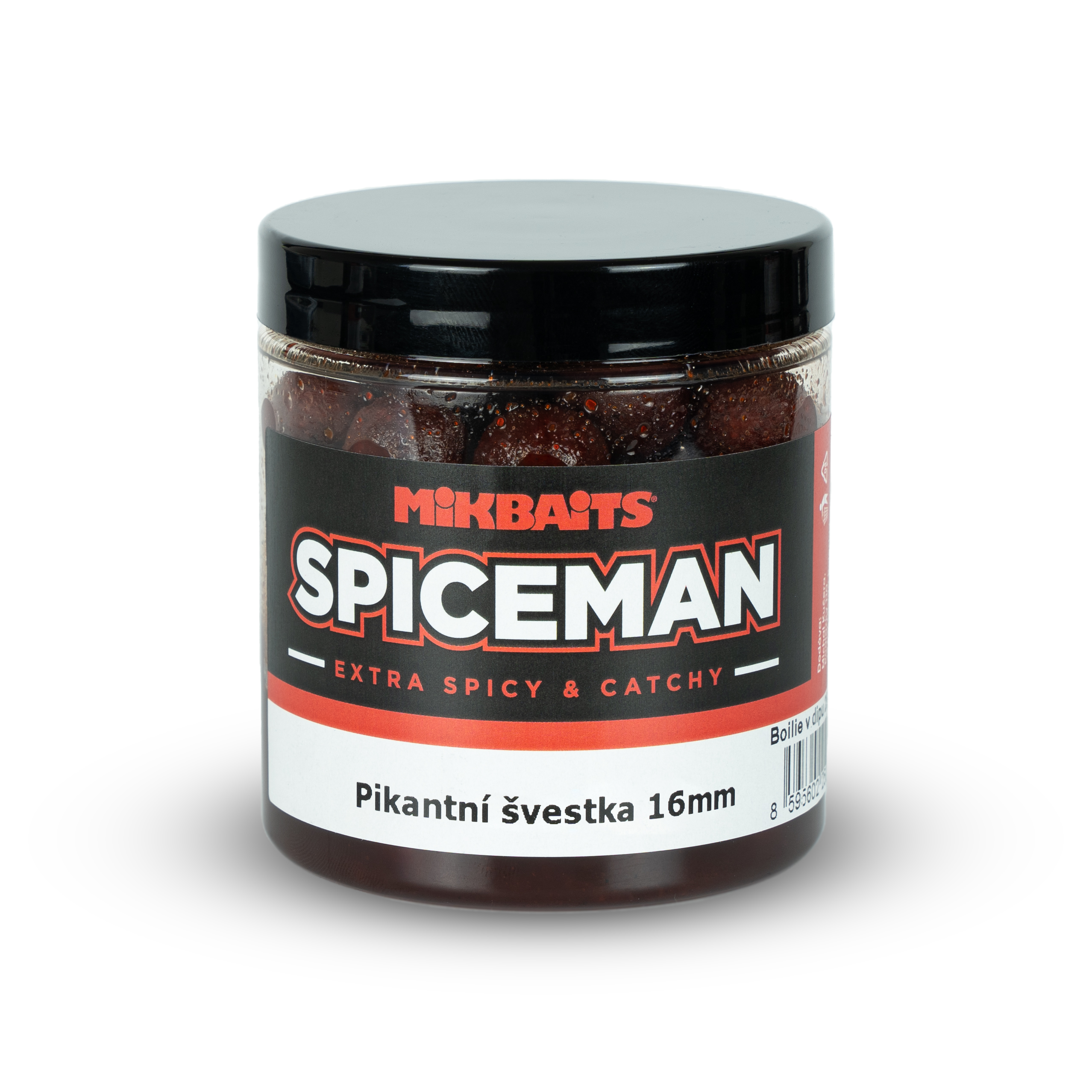 Boilie v dipu Mikbaits Spiceman 250ml 16mm Pikantní švestka