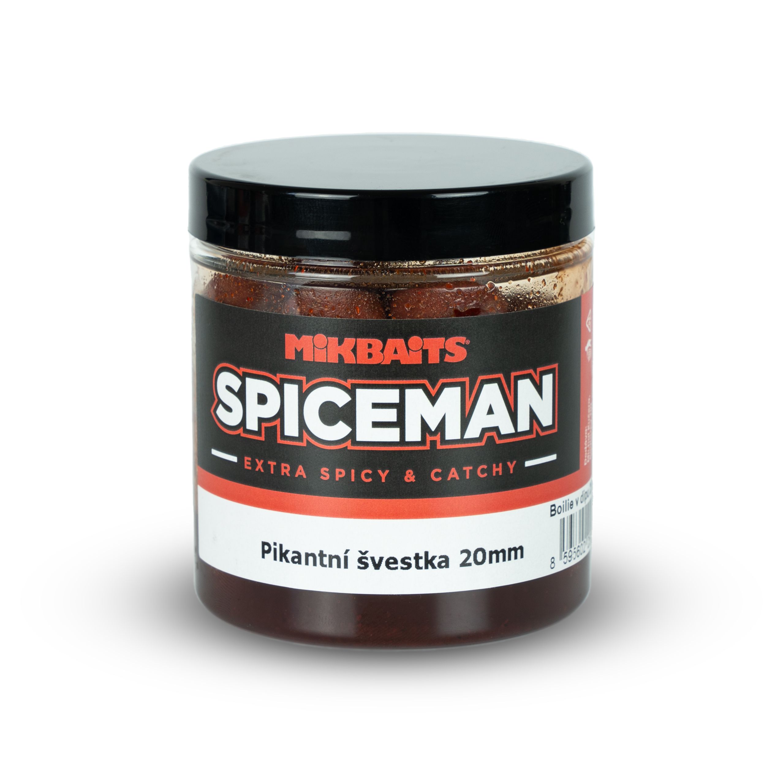 Boilie v dipu Mikbaits Spiceman 250ml 20mm Pikantní švestka